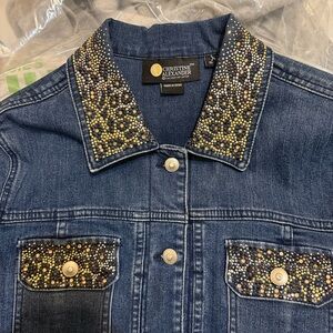 Christine Alexander Blue Denim Jacket with Gold and Silver Embellishments